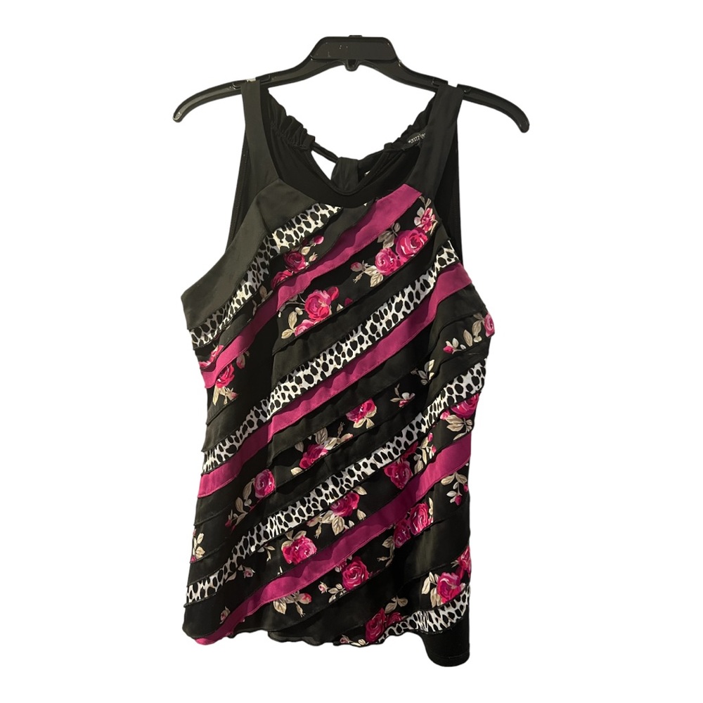 Whbm - Mixed Print Tie Back Halter Top - Size Med… - image 2